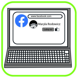 Ekran komputera ze stroną FB. Na stronie profil Maryli Rodowicz. Od lewej zdjęcie piosenkarki, poniżej napis Lubię to! i kciuk uniesiony w górę.