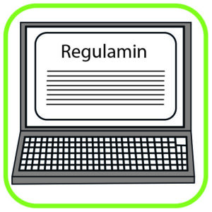 Na ekranie komputera wyświetlony dokument o nazwie Regulamin.
