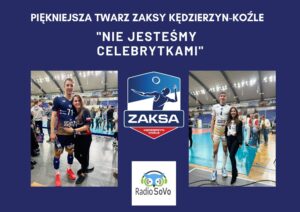 2 zdjęcia uczestniczek wywiadu z siatkarzami, pomiędzy zdjęciami jest logo klubu ZAKSA